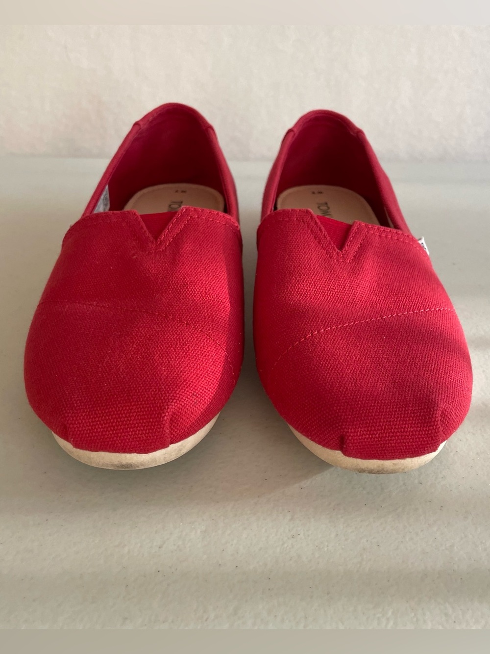 TOMS Red Classic Alpargata Canvas Slip On Flats - Women's Size 7 - Picture 3 of 10